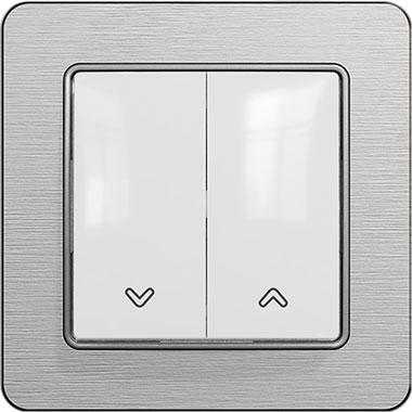 Sedna roller shutter switch (white insert, brushed aluminium frame)